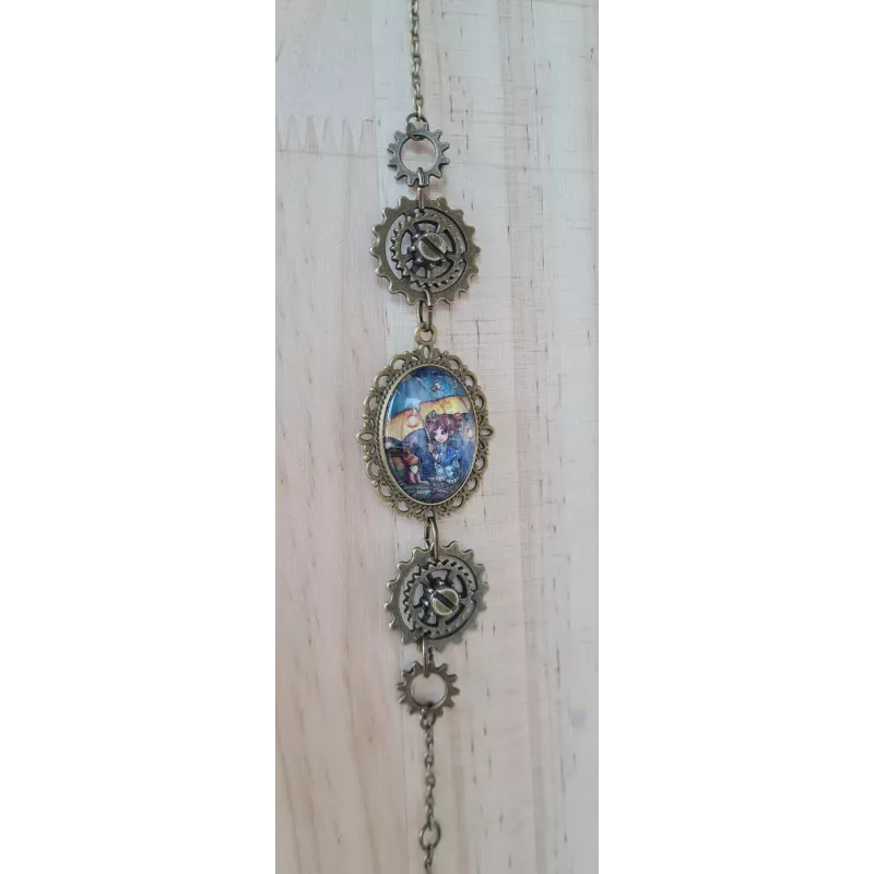 Fille au parapluie ovale chaine 4 engrenages de Laure Phelipon