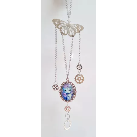 Papillon chat fleuri trois chaines de Laure Phelipon