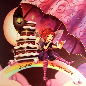 Joyeux anniversaire Arc-en-ciel et gâteau