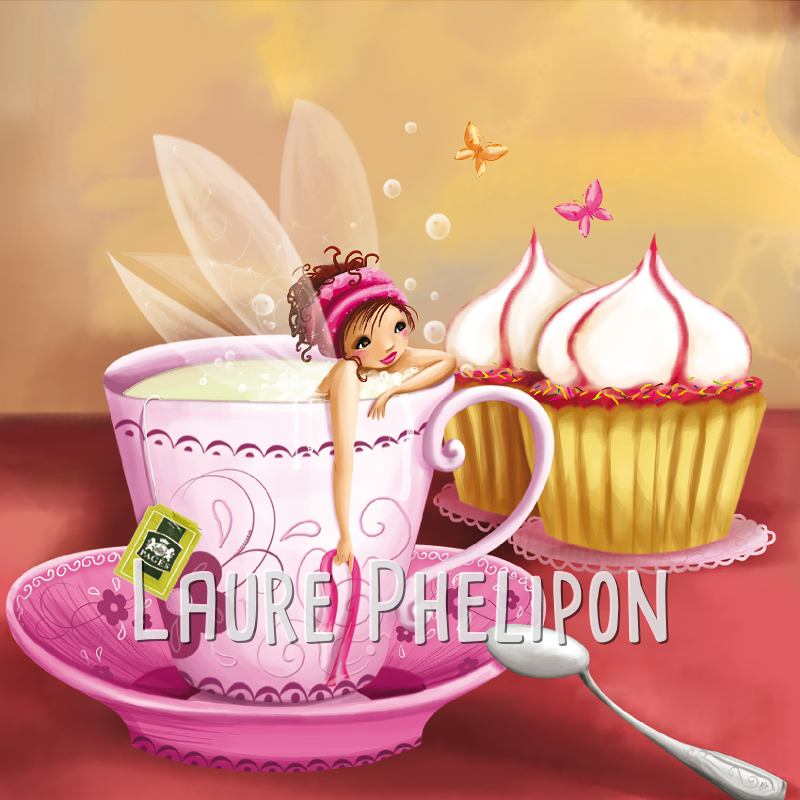 Fée Thé Gâteau Papillon Gourmande Fille Tasse Cupcake Numérique par Laure Phelipon
