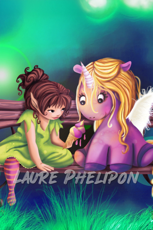 Animal Licorne Cheval Gourmande Fille Lutin Nuit Banc Numérique Glace par Laure Phelipon