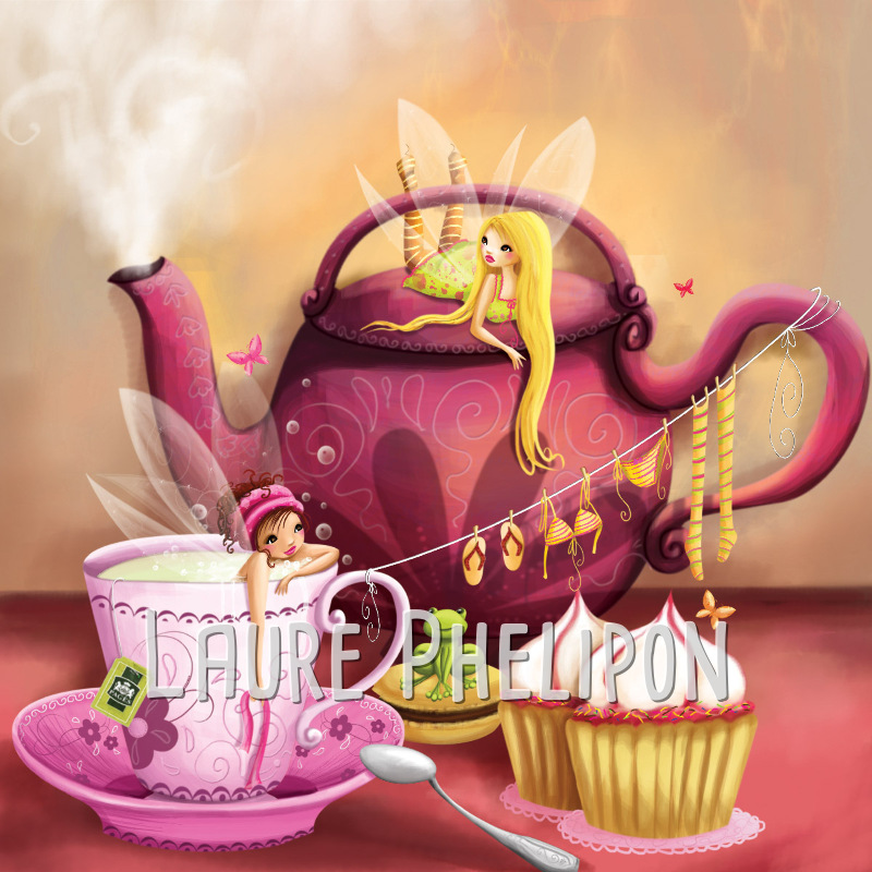 Fée Thé Gâteau Gourmande Tasse Cupcake Cafetière Macaron Numérique par Laure Phelipon