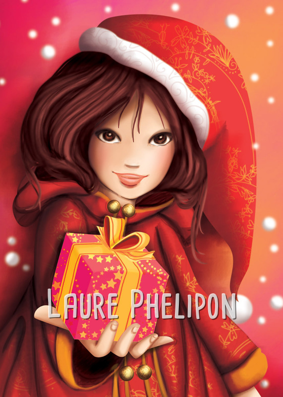 Noël Fille Femme Cadeau Numérique Rouge par Laure Phelipon