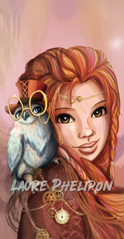 Lunette Fille Steampunk Femme Numérique Rousse Chouette par Laure Phelipon