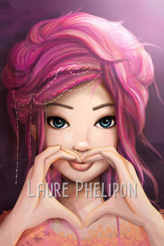 Coeur Fille Femme Rose Numérique Violet par Laure Phelipon