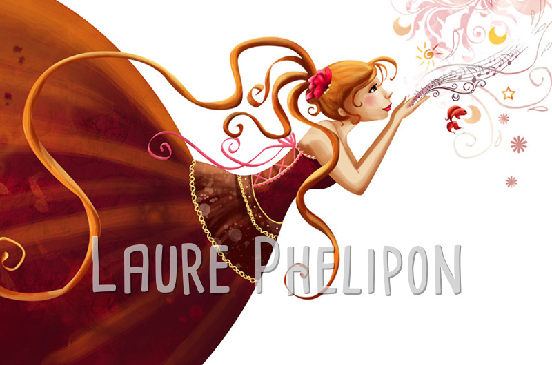 Poisson Magicienne Fille Lune Musique Robe Numérique par Laure Phelipon