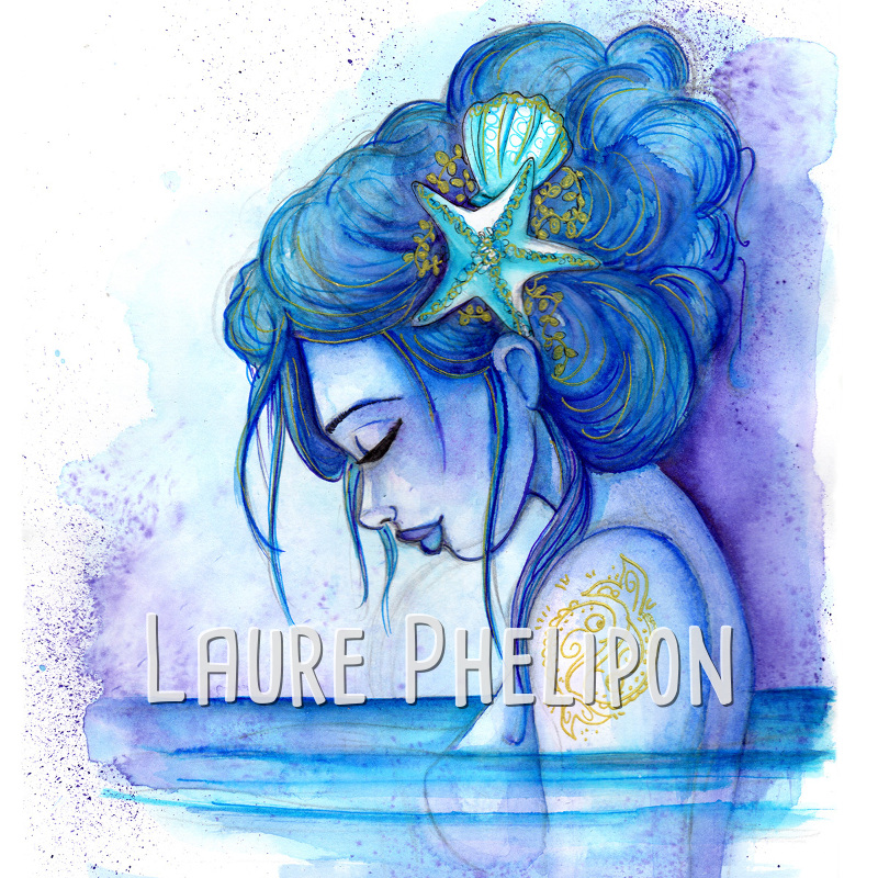 Sirène Mer Aquarelle Femme par Laure Phelipon
