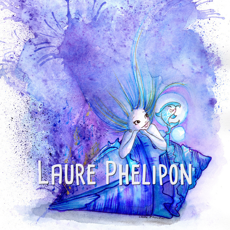 Sirène Poisson Mer Aquarelle par Laure Phelipon