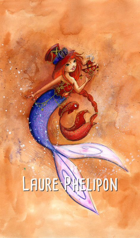 Sirène Poisson Steampunk Aquarelle Chapeau par Laure Phelipon