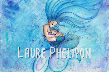 Sirène gros câlin - Aquarelle du cahier de coloriages par Laure Phelipon