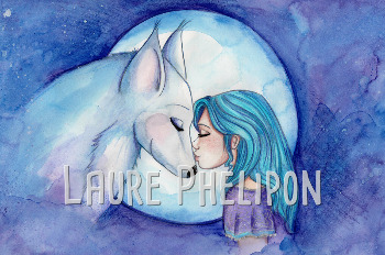 Loup - Aquarelle du cahier de coloriages par Laure Phelipon