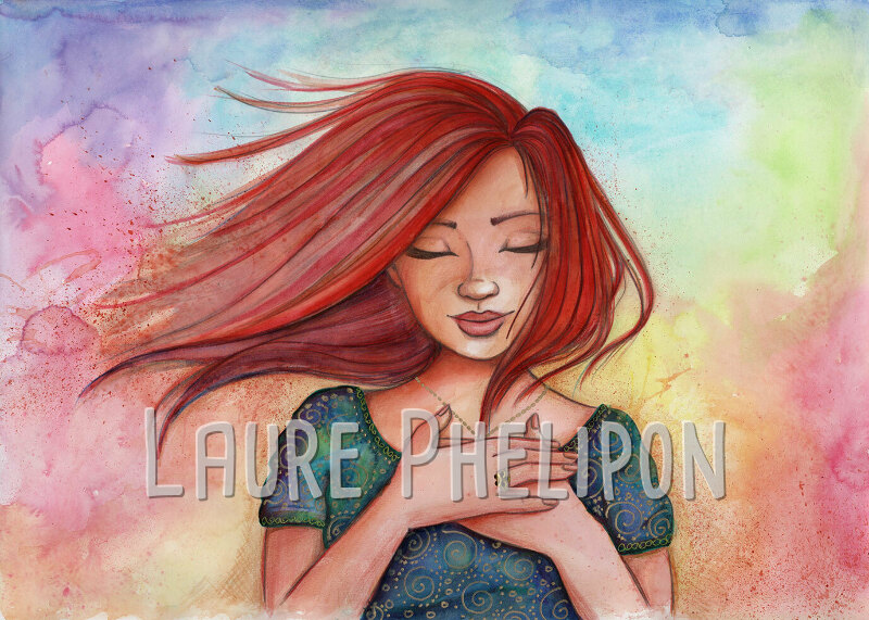 Fille Aquarelle Femme Rousse par Laure Phelipon