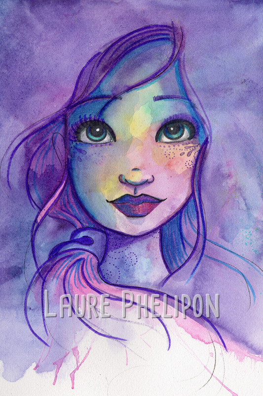 Aquarelle Femme Portrait par Laure Phelipon