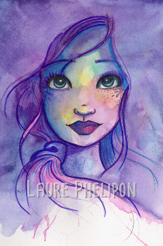 Portrait violet - Aquarelle par Laure Phelipon