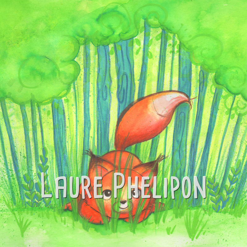 Renard Aquarelle Forêt par Laure Phelipon