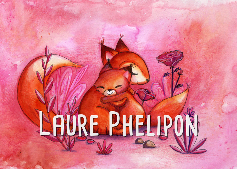 Fleur Renard Aquarelle Amour par Laure Phelipon