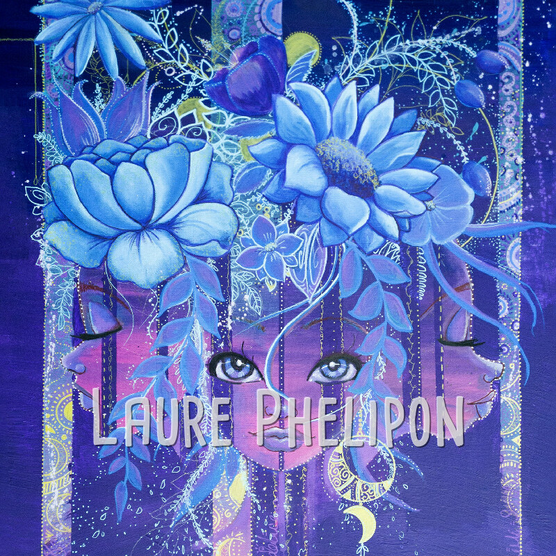 Fleur Fille Lune Femme Acrylique par Laure Phelipon