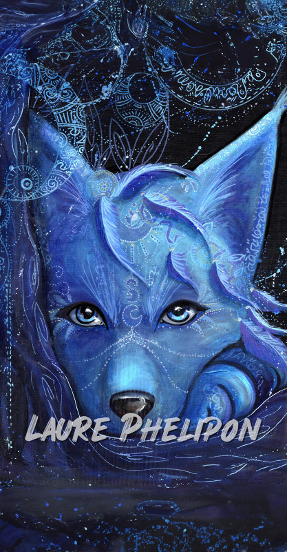 Loup Plume Acrylique Regard Yeux par Laure Phelipon