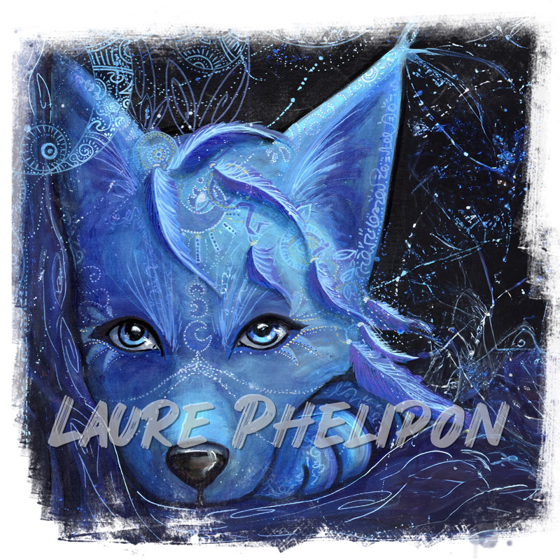 Loup Plume Acrylique Regard Yeux par Laure Phelipon