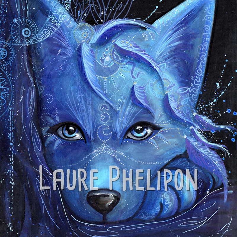 Loup Plume Acrylique Regard Yeux par Laure Phelipon