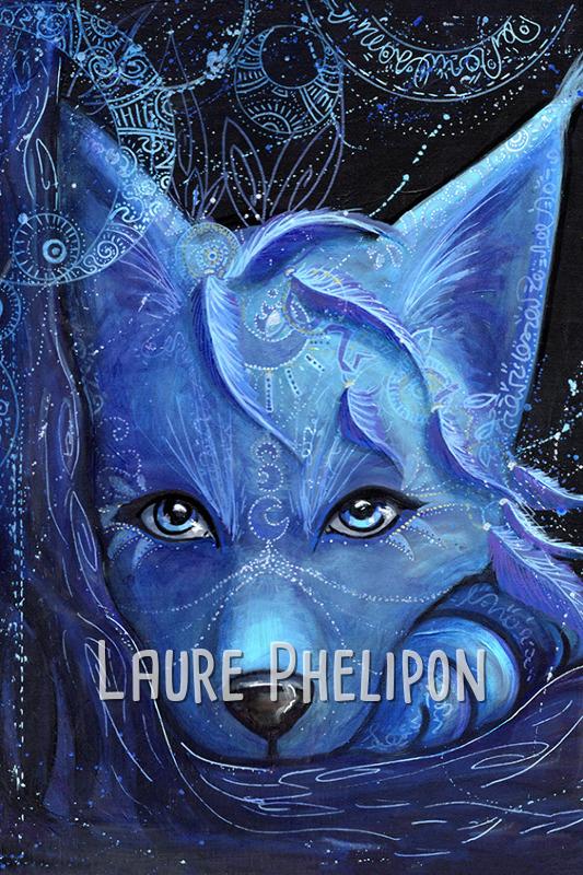 Loup Plume Acrylique Regard Yeux par Laure Phelipon