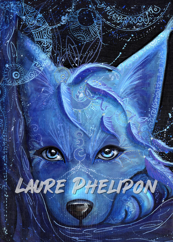 Loup Plume Acrylique Regard Yeux par Laure Phelipon