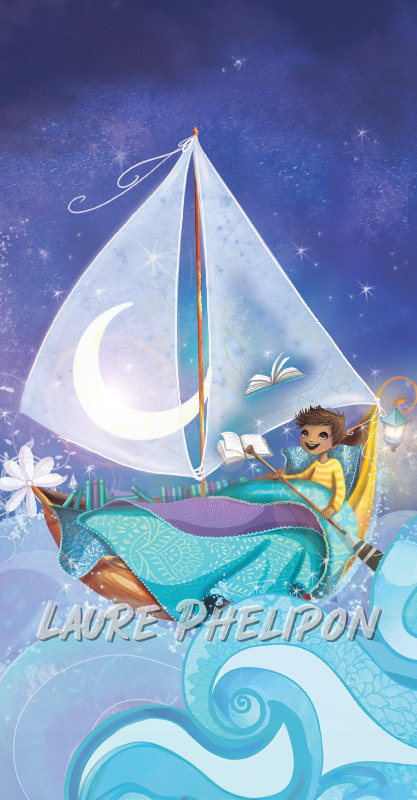 Mer Garçon Lune Livre Numérique Bateau Oracle Sommeil Lit Lecture par Laure Phelipon
