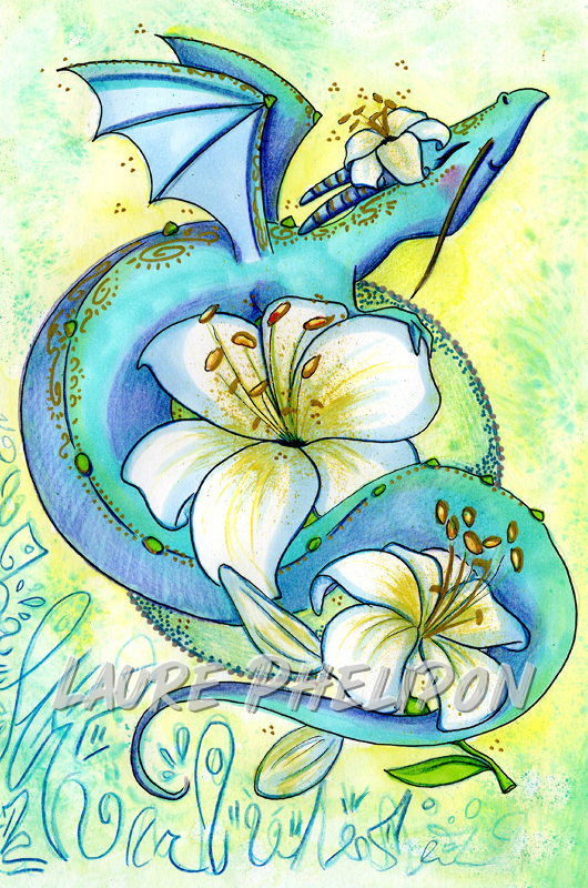 Fleur Aquarelle Dragon Lys par Laure Phelipon