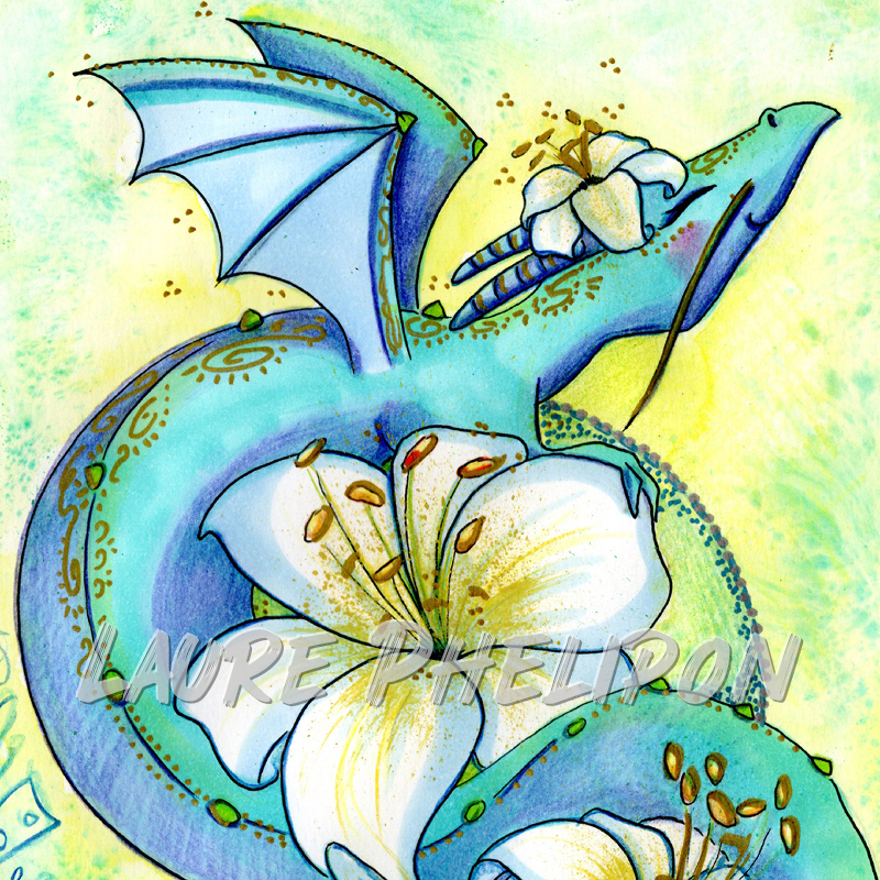 Fleur Aquarelle Dragon Lys par Laure Phelipon
