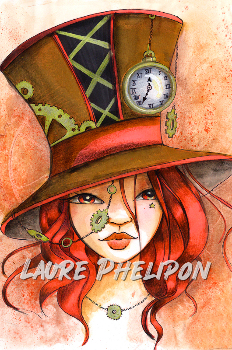 Portrait de femme au chapeau steampunk par Laure Phelipon