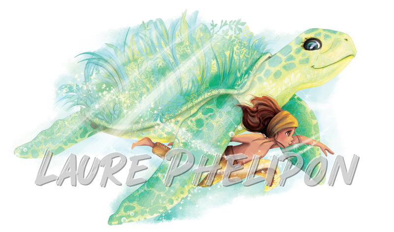 Mer Garçon Tortue Numérique Indien par Laure Phelipon