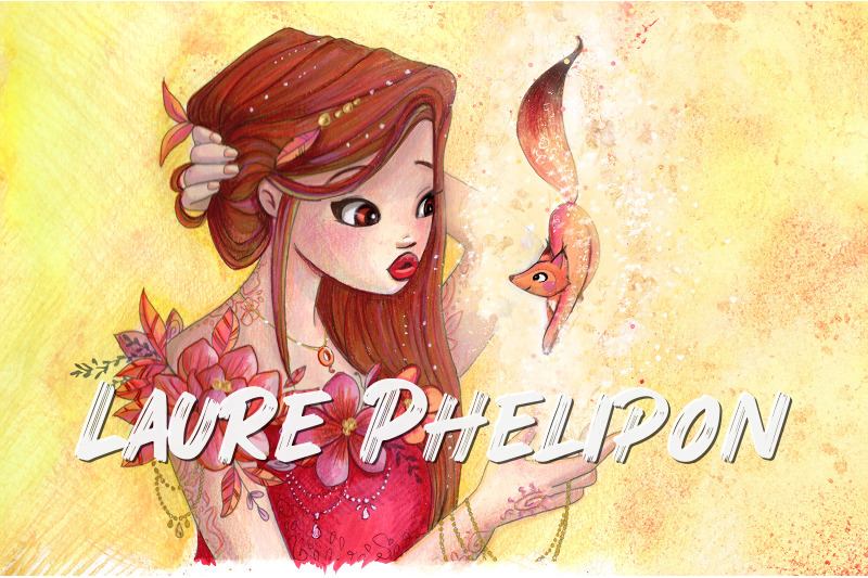 Fleur Renard Fille Aquarelle par Laure Phelipon