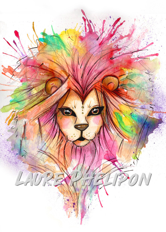 Animal Aquarelle Lion par Laure Phelipon