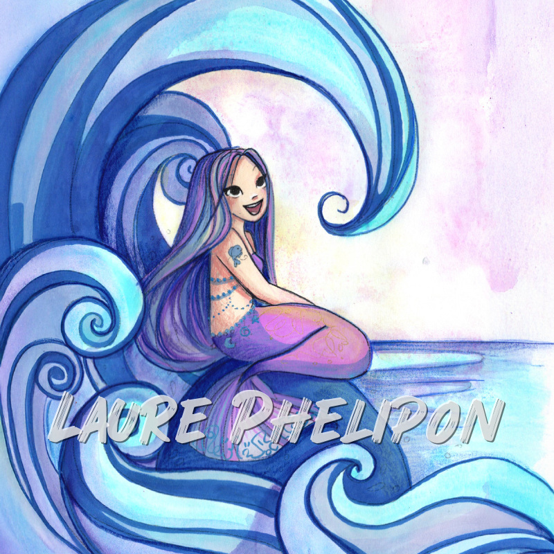 Sirène Mer Aquarelle par Laure Phelipon