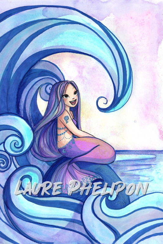 Sirène Mer Aquarelle par Laure Phelipon