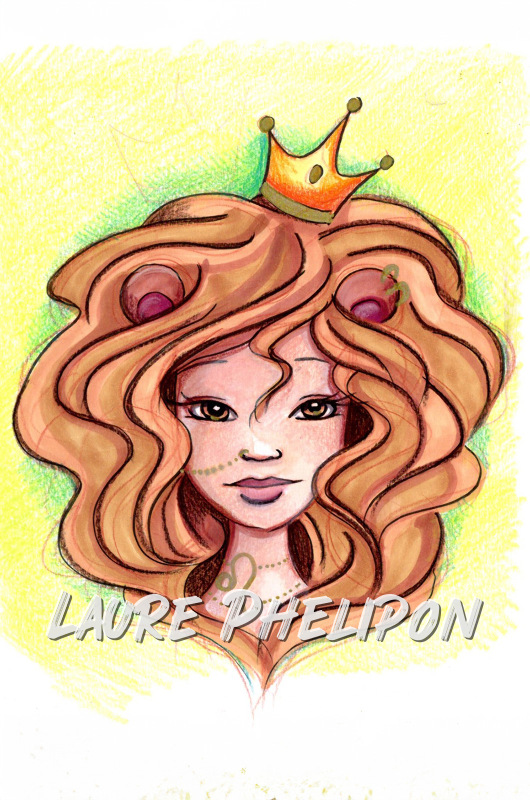 Aquarelle Lion Portrait Signe par Laure Phelipon