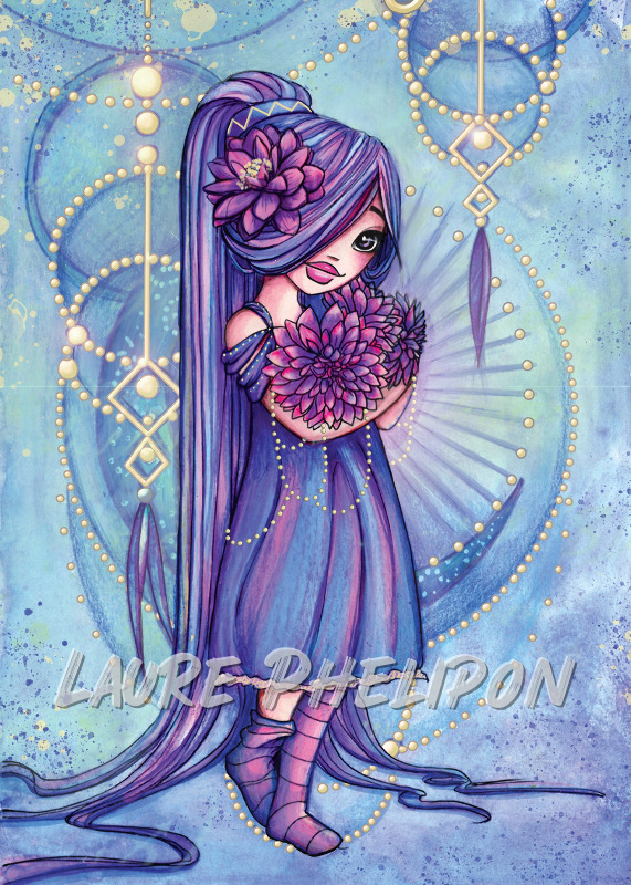 Fée Fleur Motif Magicienne Fille Femme Magie Horoscope Vierge par Laure Phelipon