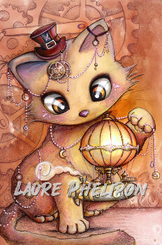 Chat au ballon dirigeable par Laure Phelipon