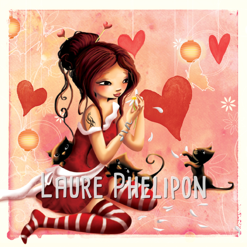 Chat Animal Fleur Coeur Fille Collant Amoureuse Numérique par Laure Phelipon