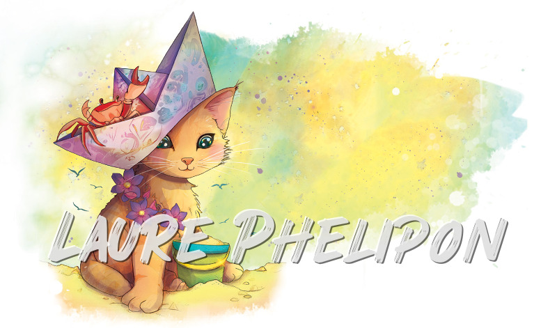 Chat Fleur Numérique Bateau Astrologie Crabe Eté Cancer Sable par Laure Phelipon