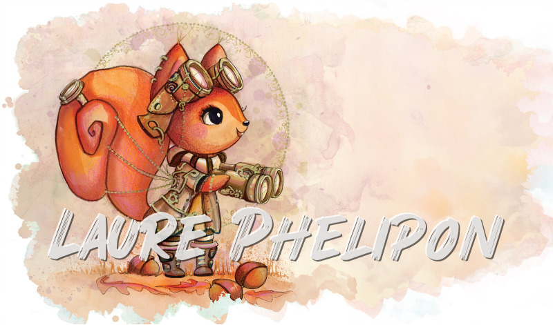 Steampunk Aquarelle Ecureuil inktober par Laure Phelipon