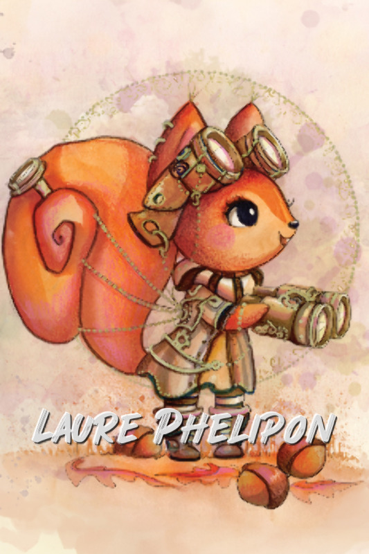 Steampunk Aquarelle Ecureuil inktober par Laure Phelipon