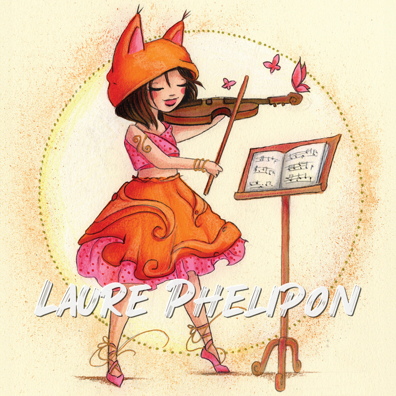 Fille Aquarelle Musique Ecureuil Violon inktober Violoniste Jeune fille Chapeau de renard par Laure Phelipon