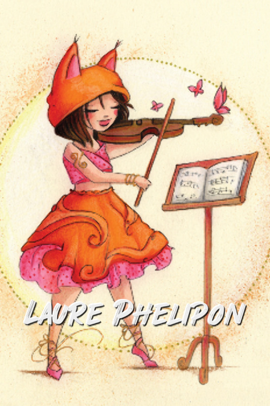 Fille Aquarelle Musique Ecureuil Violon inktober Violoniste Jeune fille Chapeau de renard par Laure Phelipon