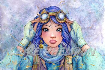Aviatrice steam aquarelle par Laure Phelipon