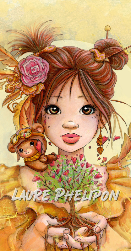 Fleur Arbre Aquarelle Plume Peluche Jeune fille Coeur Mignon par Laure Phelipon