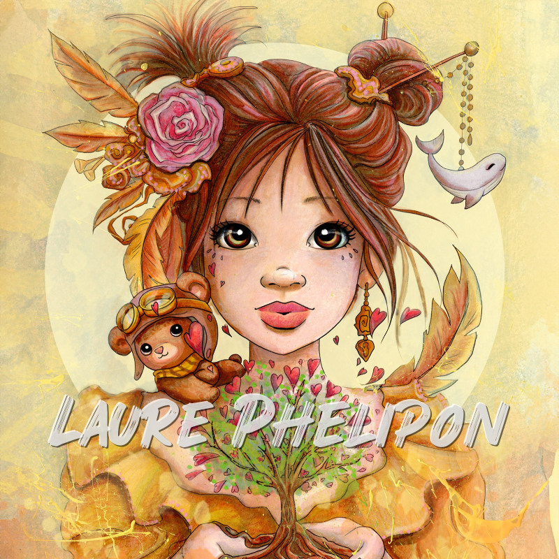 Fleur Arbre Aquarelle Plume Peluche Jeune fille Coeur Mignon par Laure Phelipon