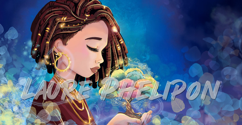 Fleur Femme Nature Numérique Cheveux Bijou Mystique Fantastique Sérénité Dreadlocks Coloré par Laure Phelipon