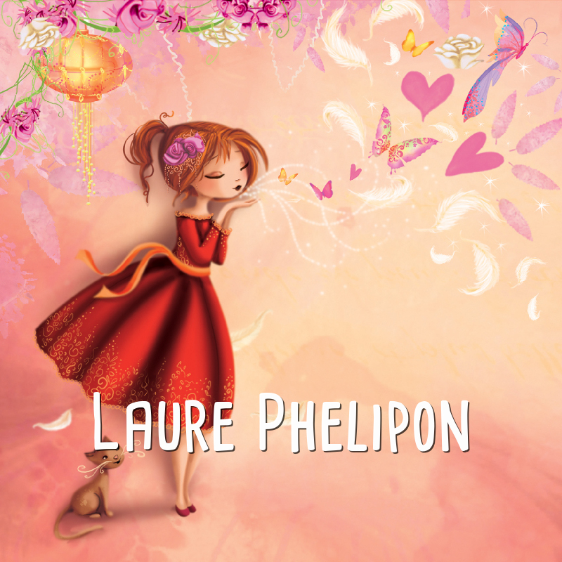 Chat Fleur Papillon Coeur Fille Numérique par Laure Phelipon