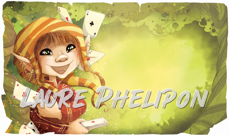 Chapeau Numérique Vert Carte Fantaisie Jaune Rayé Jouer Joyeux Personnage par Laure Phelipon